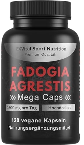 EXVital Fadogia Agrestis Mega Caps, 1500 mg je Tagesdosis, 120 Kapseln, natürliches Fadogia Agrestis Extrakt (10: 1), vegan & hochdosiert