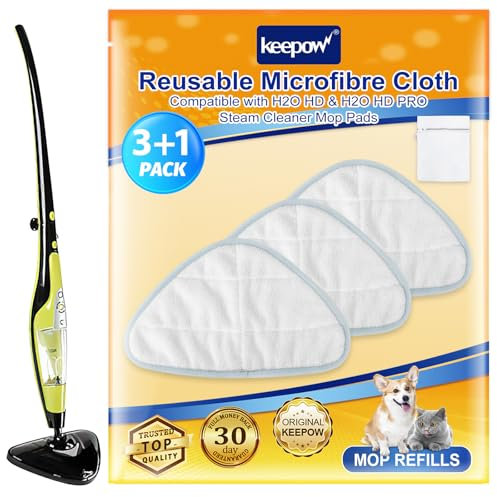 KEEPOW 3 Pack Steam Mop Pads for H2O HD Steam Cleaner Microfibre Cloth, Reusable Steam Cleaner Pads Replacement,accessories for h20 steam mop