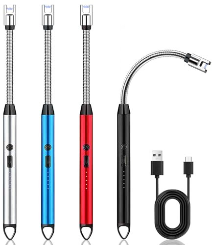 4Pcs Stabfeuerzeug Lichtbogen Feuerzeug Lang, Feuerzeug Elektrisch, Elektronisches Elektrisches Feuerzeug, Feuerzeug Jetflame, USB Aufladbar Plasma Kerzenanzünder Für Kerzen Anzünden, Küche, Grill