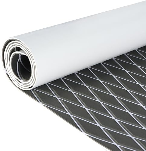 KXKZREN EVA Foam Boat Flooring Decking Sheet 6mm Thick 93.8x43.9 Diamond Anti-slip Marine Flooring Mat Self Adhesive Deck Floor for Bass Boat Yacht Motorboat RV Cooler Tops