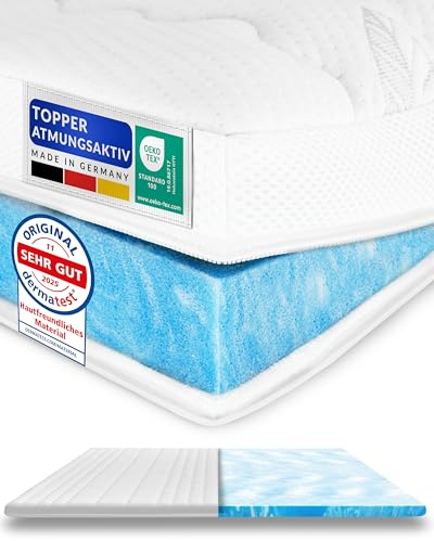 AM Qualitätsmatratzen Kühlender Matratzentopper 100x220cm gegen Schwitzen - Made in Germany - Kühlende Matratzenauflage 100x220 mit Lyocell Bezug & Antirutsch Funktion - 100x220 Topper atmungsaktiv