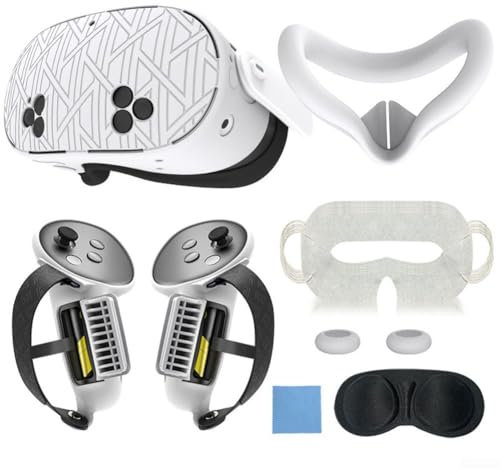 Solution de protection complète pour Meta For Quest 3s Ensemble de housses en silicone avec accessoires essentiels (blanc)