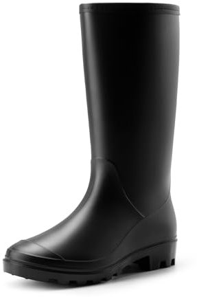 DREAM PAIRS Stivali da Uomo in Gomma Impermeabili Scarpe con Suola Antiscivolo Stivali Wellington Stivali da Pioggia,Size 45,Nero,DMEMRB2501