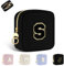 Trousse per Trucchi Donna Personalizzata Iniziale Piccola Borsa da Cosmetici Beauty Case da Viaggio Accessori Pochette Trucchi Organizer in Velluto a Coste Regalo per Ragazza Amica Compleanno Nero S