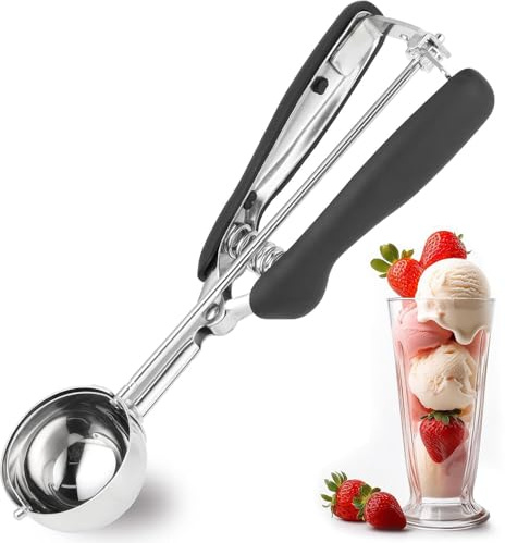 katmerio Eisportionierer Edelstahl 5 cm, Ice Cream Scoop, Eislöffel Portionierer mit Komfortablem Griff Für Eiscremekugel, Backen, Melonenkugel