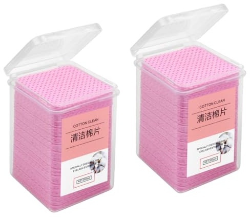 Vaguelly 400 Stück Hautfreundliche Vliesstoff Reinigungstücher für Wimpernkleber mit Rosa Farbe ohne Rückstände für Urlaub und Geschäftsreisen
