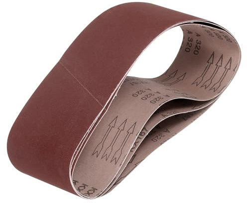 sourcing map 100mm x 915mm Sanding Belts, 3 Pcs 320 Grits Aluminum Oxide Abrasive Belt Sander File Belt for Woodworking, Metal Polishing, Knife Sharpener