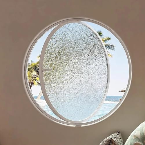 360° schwenkbares Rundes Hartglasfenster aus Aluminiumlegierung,Rundes Hartglasfenster für Gartenhäuser,Großes Einbaufenster mit Griff,Hartglasfenster für Wohnmobile,für Haushalt(White C,60CM)