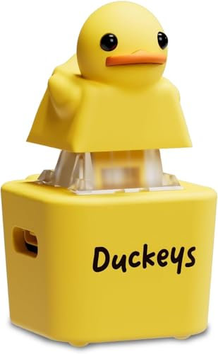 Duckeys Quacking Fidget Toy – Enten Schlüsselanhänger mit Licht & Sound – Duckeys Keycap für Tastatur – Anti-Stress Spielzeug für Kinder & Erwachsene – Tragbares Geschenk (Pilz)