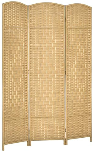 HOMCOM Biombo Plegable de 3 Paneles 135x180 cm Biombo Separador de Ambientes Pantalla de Privacidad de Polipropileno para Oficina Dormitorio Natural