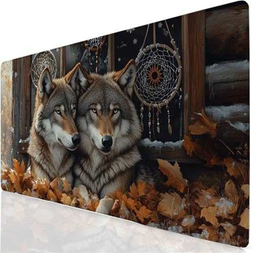 Gaming Mauspad Wolf Mauspad XXL 60x30cm Mousepad Tier Schreibtischunterlage mit Anti Rutsch Basis Mouse Pad, Wasserdicht und rutschfest Desk Mat für Tastatur und Maus, Laptop & PC, Geschenke YG-441