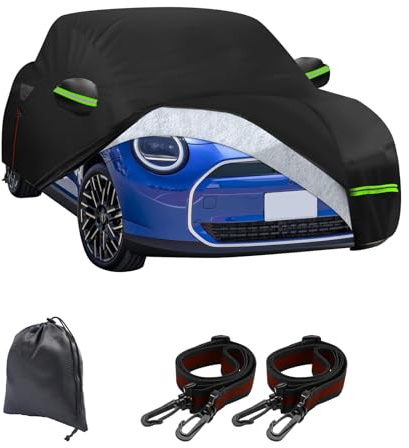 Autoabdeckung Wasserdicht, 210D Oxford wasserdichte Abdeckung für Mini Cooper 3-Türer F56 2014-2025, 6 Schichten wasserdichte Vollgarage Car Wrap mit Baumwolle gefüttert und Reißverschluss-Tür