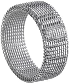 Herrring i rostfritt stål, nätband, 8 mm, silver, storlek 11
