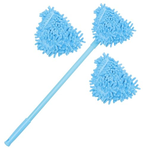 Operitacx Extendable Mini Triangle Mop Set 180° Swivel Head Blue Microfiber Floor Mop Wood and Tile Cleaning Lightweight Household Cleaning Tool Home Use