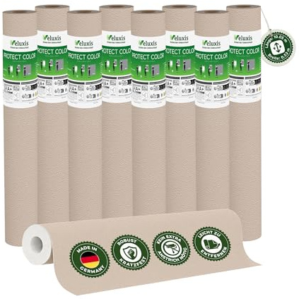 Veluxis Vliestapete 8er-Set PROTECT COLOR Beige – 10,05 m × 0,53 m | kein Anstrich notwendig, kratz- & stoßfest, rissüberbrückend, Made in Germany