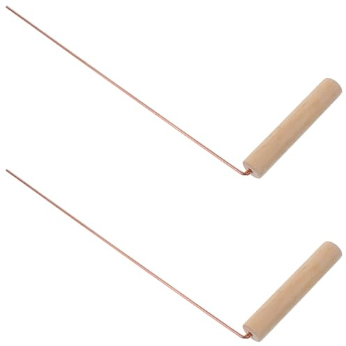 HOOWIFFY 2pcs Baguettes de Sourcier en Laiton Robustes et Confortables pour Camping et Chasse, Tiges Solide en Bois pour Détection Extérieure