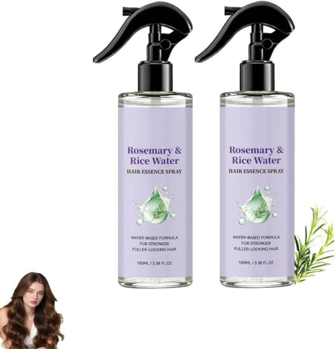 Rosemary & Rice Water Hair Spray, Natural Rice Water Volumizing Hair Booster, Nourishing Leave-In Hair Care, Deeply Moisturizing Non Greasy,Daily Scalp and Hair Mist (2Pcs)