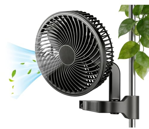 Capsste Grow Ventilator Oszillierend mit Clip, 10 Stufen EC-Motor 9W Ventilator für Growzelt & Growbox, 325 CFM Umluftventilator Leise 28dBA, mit 2.5M Kabel für Umluft und Kühlung im Indoor Grow