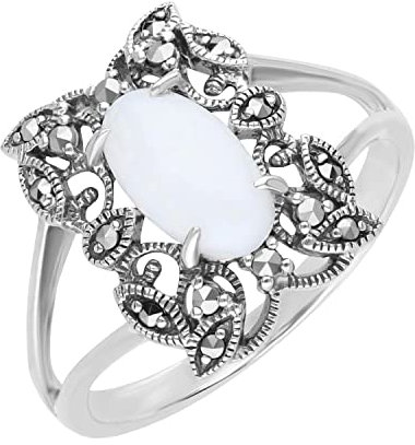 Esse Marcasite femme Argent sterling 925 Argent Marquise Multicolore Opale Marcasite