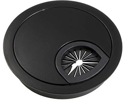 Gedotec Metall Kabeldurchlass Schreibtisch Kabeldurchführung rund - STYLE für Möbel - Wand & Tische | Stahl schwarz matt | Kabelführung zum Eindrücken | Gesamt-Ø 69 mm | 1 Stück - Design Kabel-Ausgang