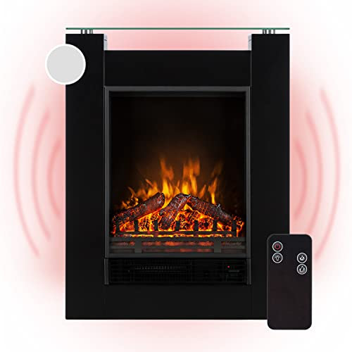 Klarstein Elektrokamin, Elektro Heizungen für Wohnzimmer & Innenräume, Elektrischer Kamin mit LED Flammen, Freistehender Kamin, Heizlüfter mit Timer, Einstellbarer Thermostat, Heizung 1800 W