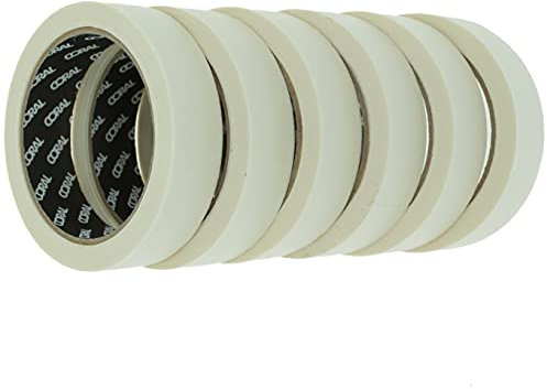 Coral-71305 Essentials Masking Tape, 1 Zoll, 25 m, durchsichtig