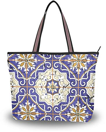Schultertasche Orientalisches Vintage-Muster große Handtasche Strandtasche für Damen, Mehrfarbig - multi - Größe: Medium