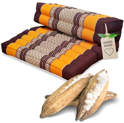 livasia Meditationskissen faltbar klappbar - 72x50x12cm - Zafukissen Zabuton für Yoga und Meditation, Meditationssitz mit Kapok, Sitzkissen Schneidersitz zum Klappen, handgefertigt (Orange)