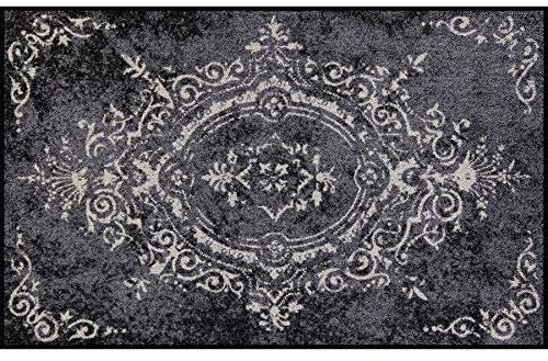 Salonloewe Amira Grey Fußmatte waschbar 075 x 120 cm Fußabtreter Schmutzfangmatte Flur-Läufer Wohn-Teppich grau rutschfest unifarben