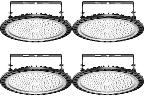 papasbox 4 Pack 500W LED UFO Industrielampe Hallenstrahler, LED Hallenleuchte Industrial Strahler Kronleuchter Werkstattlampe Hallenbeleuchtung, Kaltweiß 6000-6500K, Abstrahlwinkel 120°