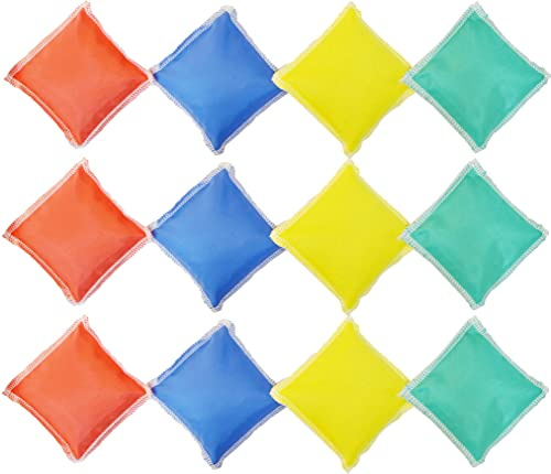 GSi Kids Play Equipment – Mini Bean Bags Cotton/Nylon 12 pack & Rainbow Play Parachute for Physical Education, Cooperative Games, Gymnastics, Outdoor & Classroom Activities, for Ages 4 Years and Older