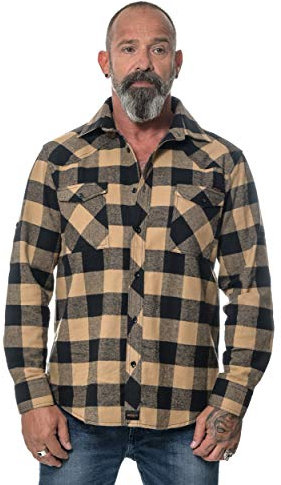 ROCK-IT Apparel® Chemise en Flanelle à Carreaux pour Hommes Manches Longues Chemise de bûcheron Chemise à Carreaux de qualité supérieure Chemise décontractée Chemise Tailles S-5XL Noir/Marron 3XL