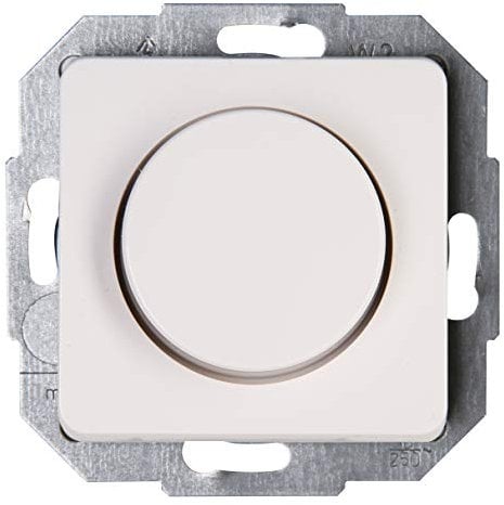 Kopp Milano weiß, Universal-Dimmer mit Druck-Wechsel-Schalter für LED, Phasenan- und Phasenabschnitt, LED 3-100 Watt, Glühlampen 10-250 Watt, 845913080
