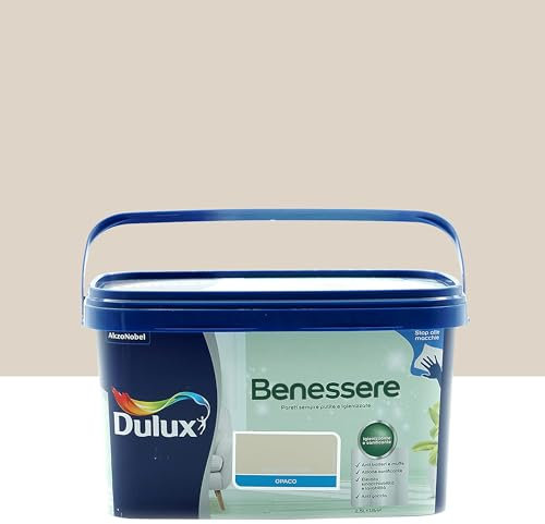 Dulux Benessere Pittura Colorata all'Acqua per Interni Superlavabile Anti Muffa Anti Batteri con Ioni D'Argento, 2.5 Litri, Beige Naturale