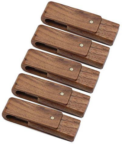 Anloter USB-Sticks aus Holz, 5 Stück, Walnussholz, Daumenlaufwerke, High Speed 2.0, für Daten-Speicherung (16 GB, Walnussholz)