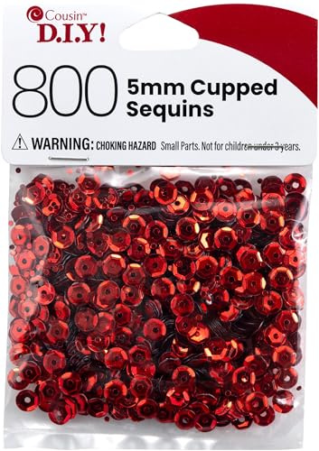 Cousin DIY Red 5mm Cupped Sequins, 800pc