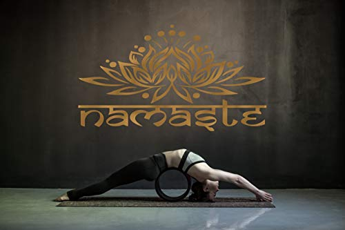 Namaste Ornament Wandtattoo Indisch Yoga Sanskrit Lotus Blume Vinyl Aufkleber (42cm (H) x 60cm (B), Gold)