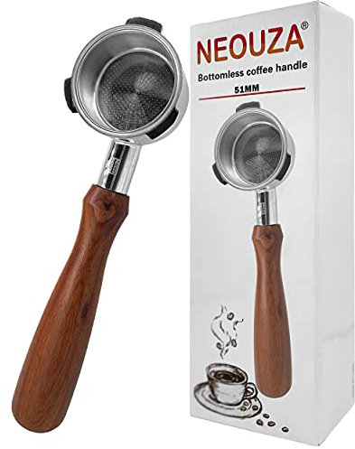 NEOUZA 51mm Bottomless Portafilter Compatible with Swan Retro,Gevi,Oster Nova PrimaLatte,E6EC1 Coffee Machines with Stainless Steel Replacement Filter Basket