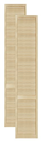 DecoMeister Lamellentüren aus Holz Massivholz Lamellentür Holztür Schranktür mit offenen Lamellen für Kleiderschrank Möbelfronten 444x2422 mm 2-er Pack