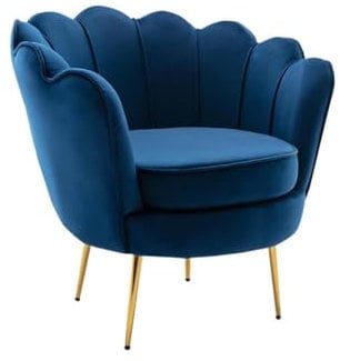 Vente-unique Sessel Muschel - Samt - Dunkelblau - Dandelion
