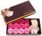 Cyrank 12 Rosen-Blumen-Seifenblume, Rose Soap Blumen in GeschenkBox, künstliche Rosen-Rosen-Geschenk-Sets für Frauen-Plüsch-Bären-Valentinstag-Romantisches Geschenk mit Kasten(Rosa)
