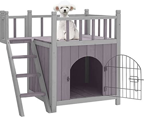 Wooden Dog/Cat House Outdoor and Indoor,Feral Pet Houses with Stairs for Dogs Insulated