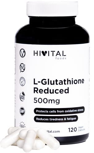 L-Glutathion 500 mg réduit à 98%. 120 gélules végétaliennes pour 4 mois de traitement. Fabriqué avec la molécule de glutathion qui a la meilleure absorption. Fabriqué en Europe par HIVITAL