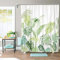 HSFFBHFBH Tropischer Pflanzenlaub Duschvorhang Blätter Dschungel Monstera Blatt Duschvorhang Palme Badezimmervorhang mit Haken Grün Weiß 90x200cm/35x79in(WxH)