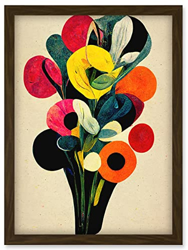 Doppelganger33 LTD Kandinsky Inspired Abstract Multicolour Flower Bouquet Artwork Framed Wall Art Print A4