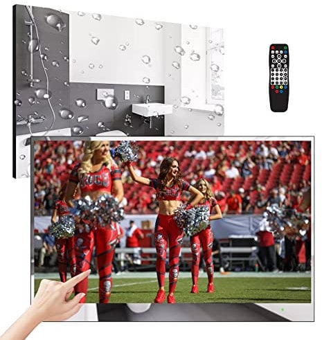 Soulaca 32inch Smart LED Mirror TV for Bathroom,Full Screen Touch Panel,1080P Waterpoof with Wi-Fi and Bluetooth, Integrated with Speaker,2024 Model