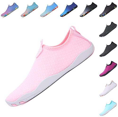 Baofular Badeschuhe Damen Herren Wasserschuhe Schwimmschuhe Sommer Strandschuhe Schnell Trocknend Aquaschuhe Surfschuhe für Meer Rosa 38 EU