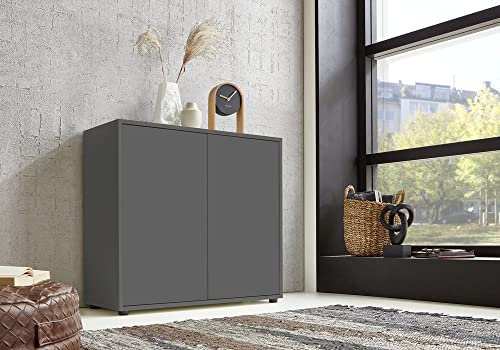 moebel-dich-auf Schuhschrank Ben 4 Kommode Sideboard Türkommode (anthrazit)