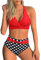 Adigaber Femme Maillots de Bain Deux Pièces Push-up Ensembles Deux pièces de Tie-Dye Chic Taille Haute Bikini Set Col V Élégant