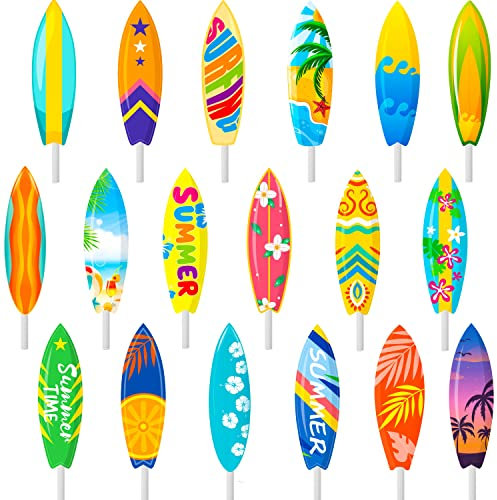 Summer Party Surfboards Cupcake Toppers